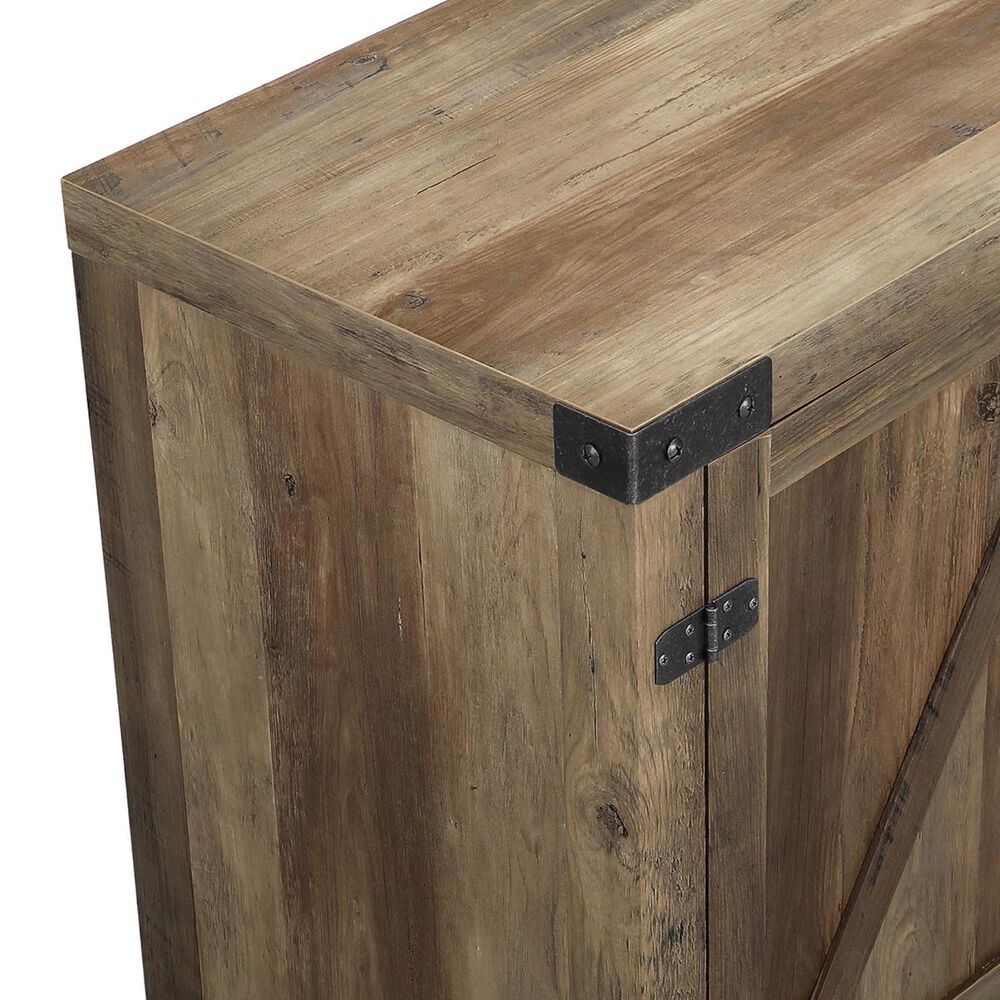 Walker Edison 58&quot; Barn Door Fireplace Console in Rustic Oak, , large