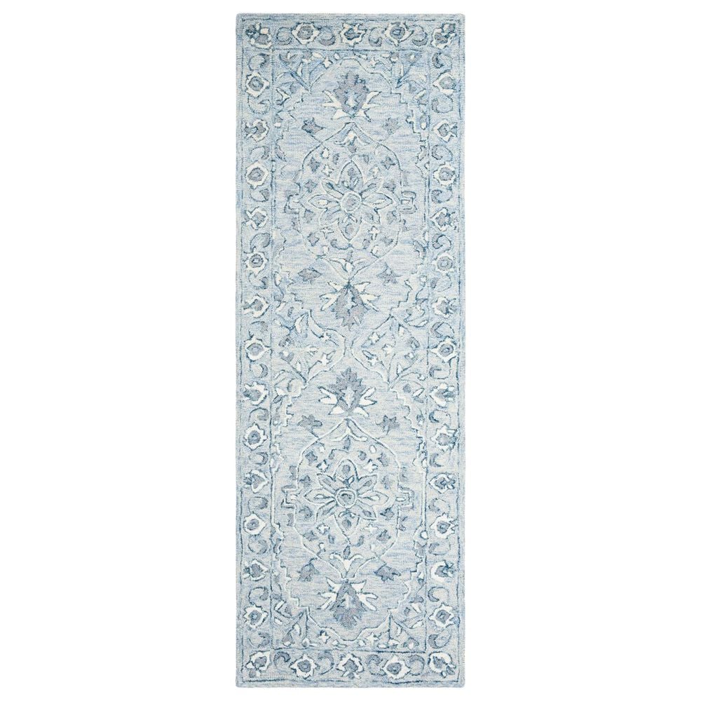Safavieh Micro-Loop MLP504M 2"3" x 9" Light Blue and Ivory Runner, , large