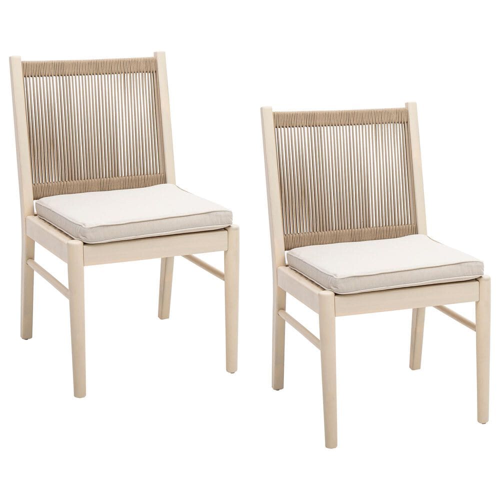 Hearth and Haven Cordoba Outdoor Dining Chair with Yellow Rope in Beige (Set of 2), , large