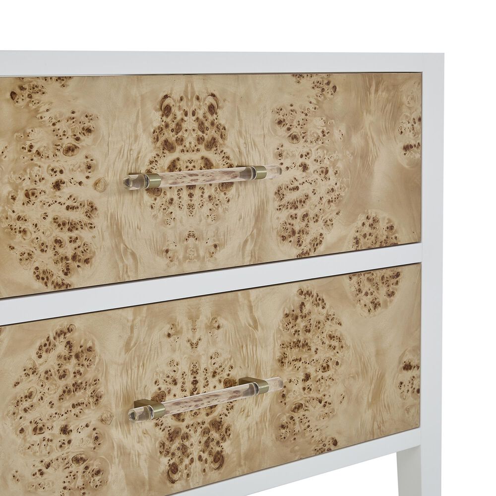 James Martin Vanities Olena 36&quot; Single Vanity in Light Mappa Burl and Polished White with 3 cm White Zeus Quartz Top, , large