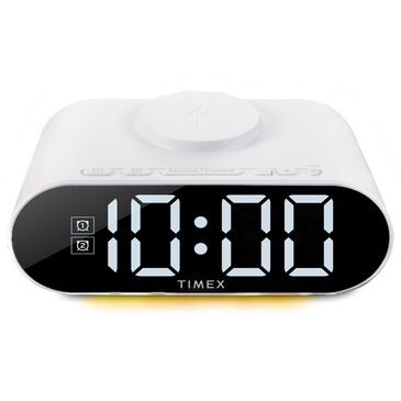 iHome Dual Alarm Clock with Fast Wireless Charging and Nightlight in White, , large