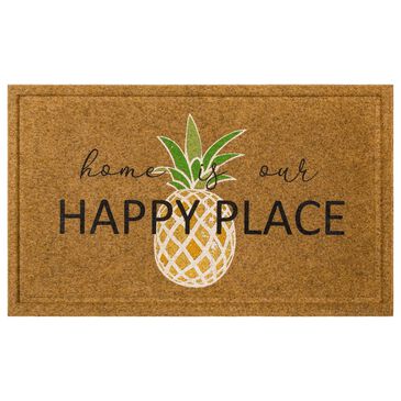 Karastan Bristol Pineapple Happy Home 1"6" x 2"6" Natural Door Mat, , large