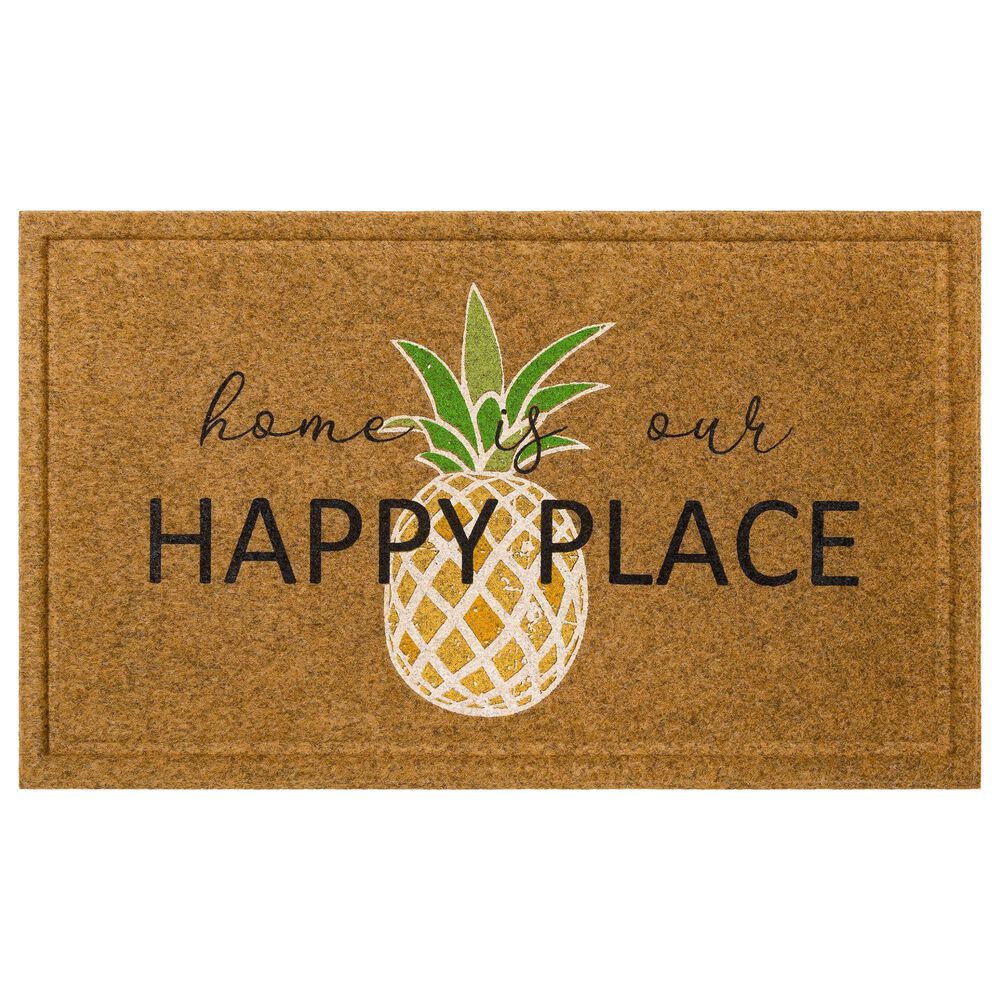 Karastan Bristol Pineapple Happy Home 1"6" x 2"6" Natural Door Mat, , large