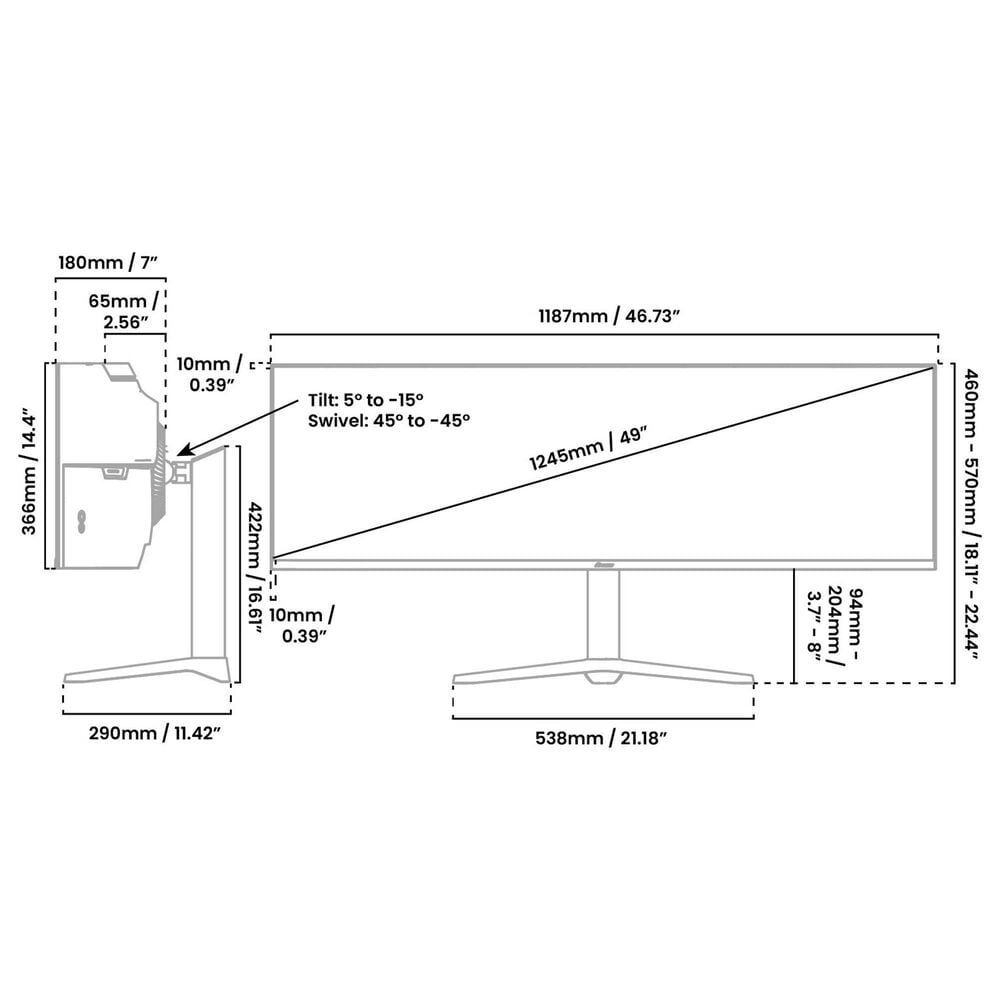 Arozzi Nova 49" Curved VA 165Hz Ultrawide Gaming Monitor in Black, , large