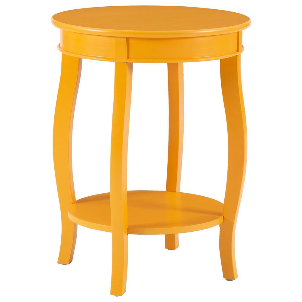 Linon Home Decor Rainbow Round Side Table in Yellow, , large