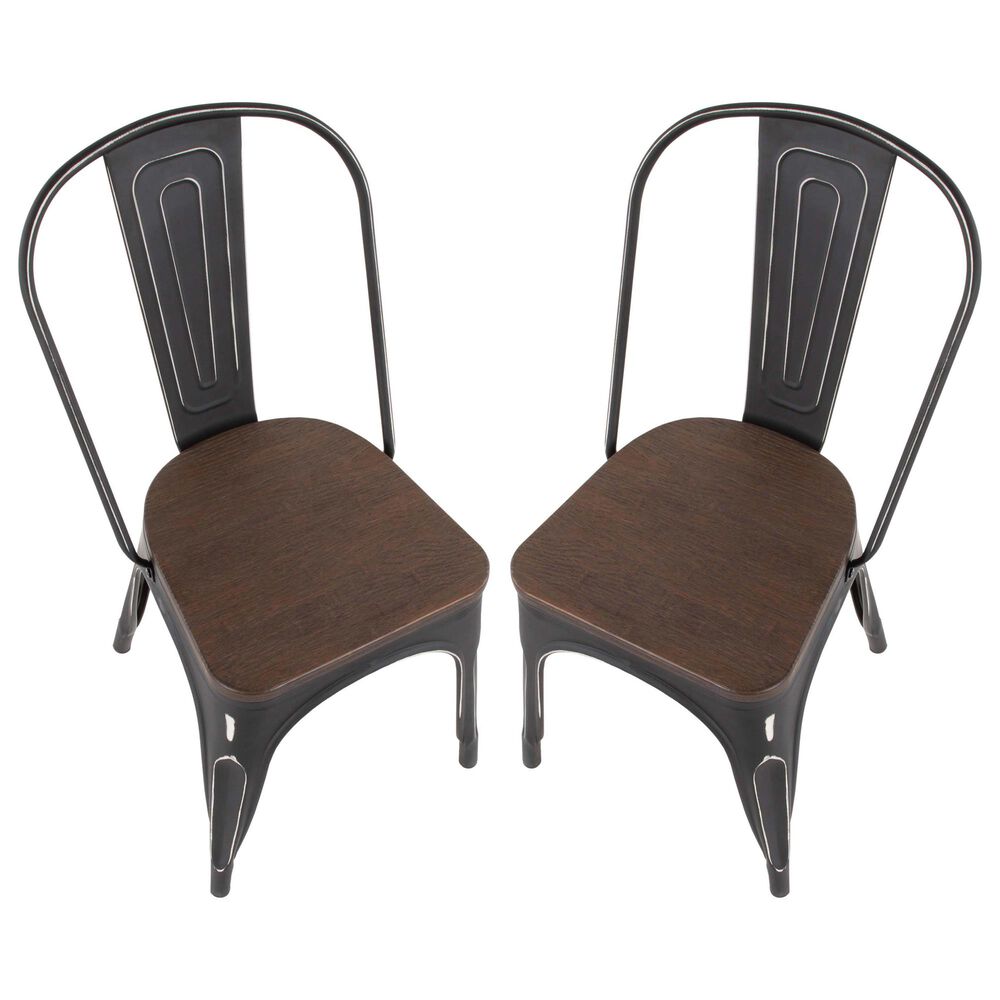 Lumisource Oregon Stackable Dining Chair in Vintage Espresso/Vintage Black &#40;Set of 2&#41;, , large