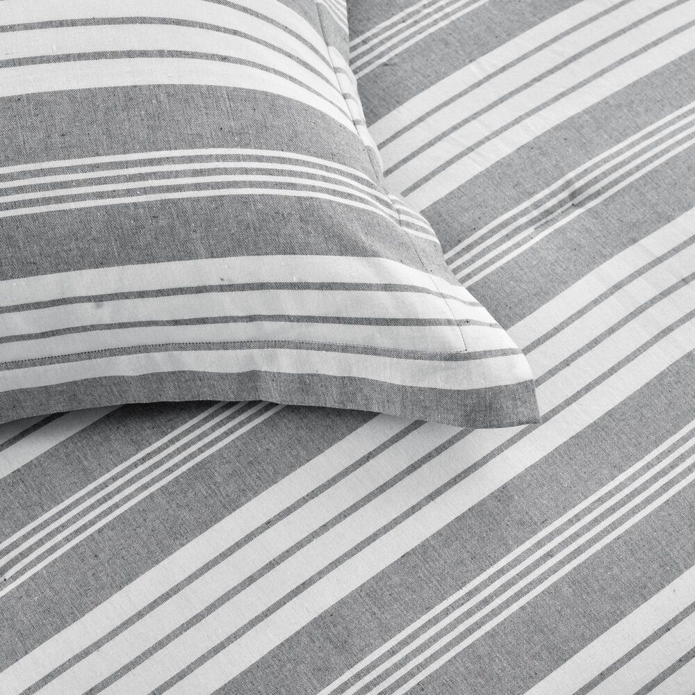 Triangle Home Fashions Farmhouse Yarn Dyed 5-Piece King Comforter Set in Gray and White, , large