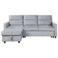 HOMLUX 81.5"W Velvet Reversible Sleeper Sectional Sofa with Storage & Side Pocket, in Light Grey, , large