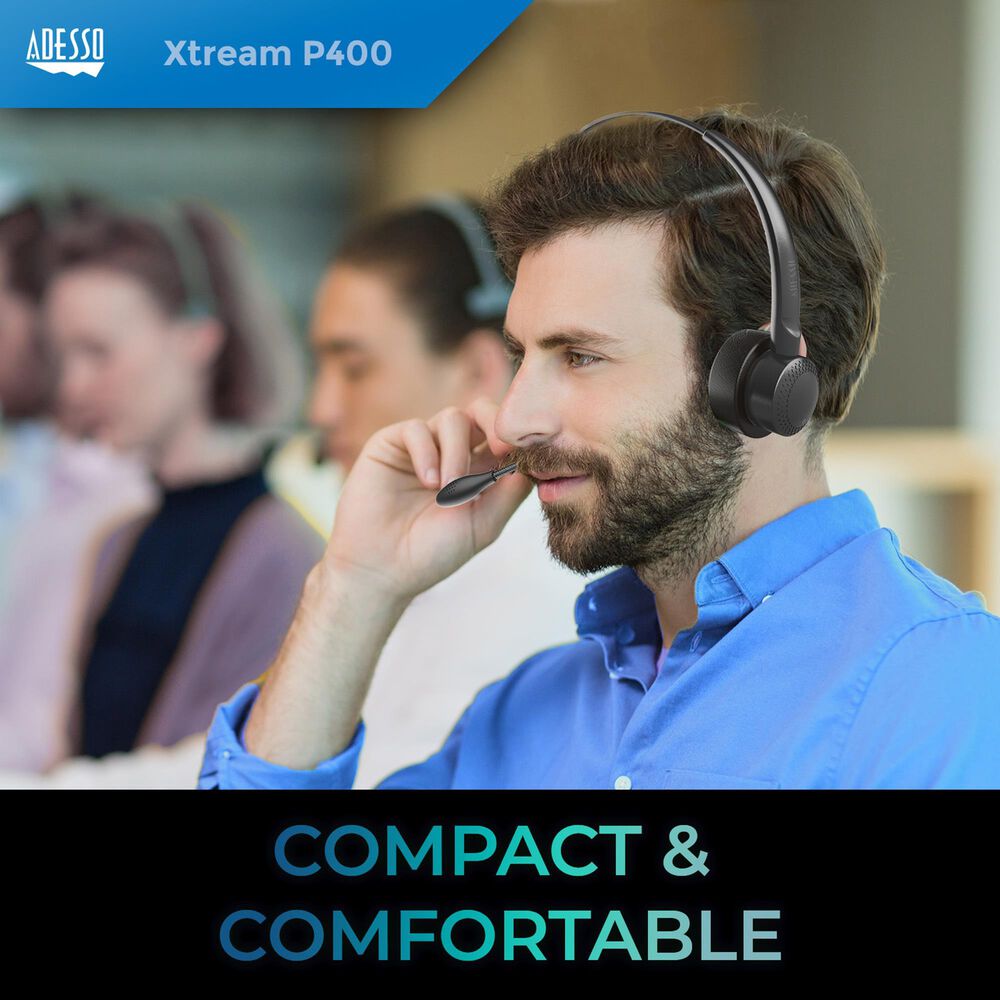 Adesso Stereo Bluetooth Headset with Microphone and Charging Dock in Black, , large