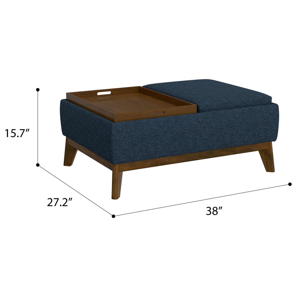Emerald Home Furnishings Aria Storage Ottoman with Tray in Navy Storm, , large