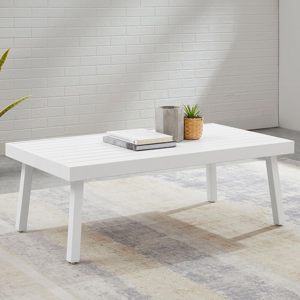 Linon Home Decor Holland Aluminum Coffee Table in White, , large