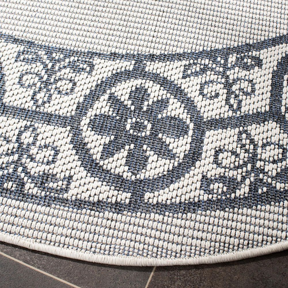 Safavieh Bermuda Floral 6&#39;7&quot; Round Ivory and Charcoal Indoor/Outdoor Area Performance Rug, , large