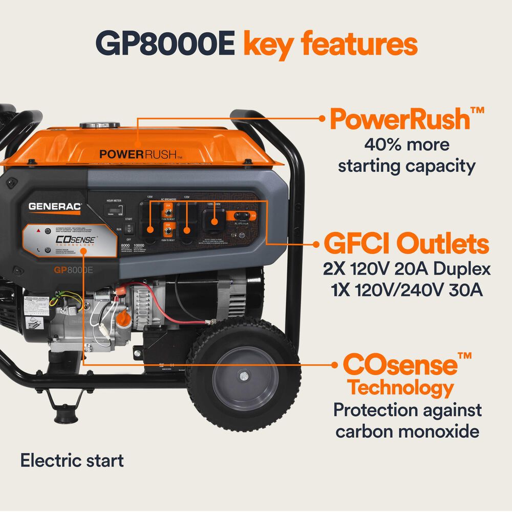 Generac 8000-Watt Portable Generator, , large