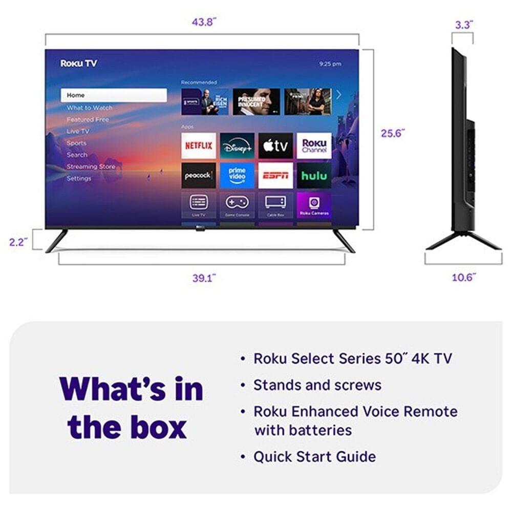 Roku 50&quot; Class Select Series 4K LED in Black - Smart TV, , large