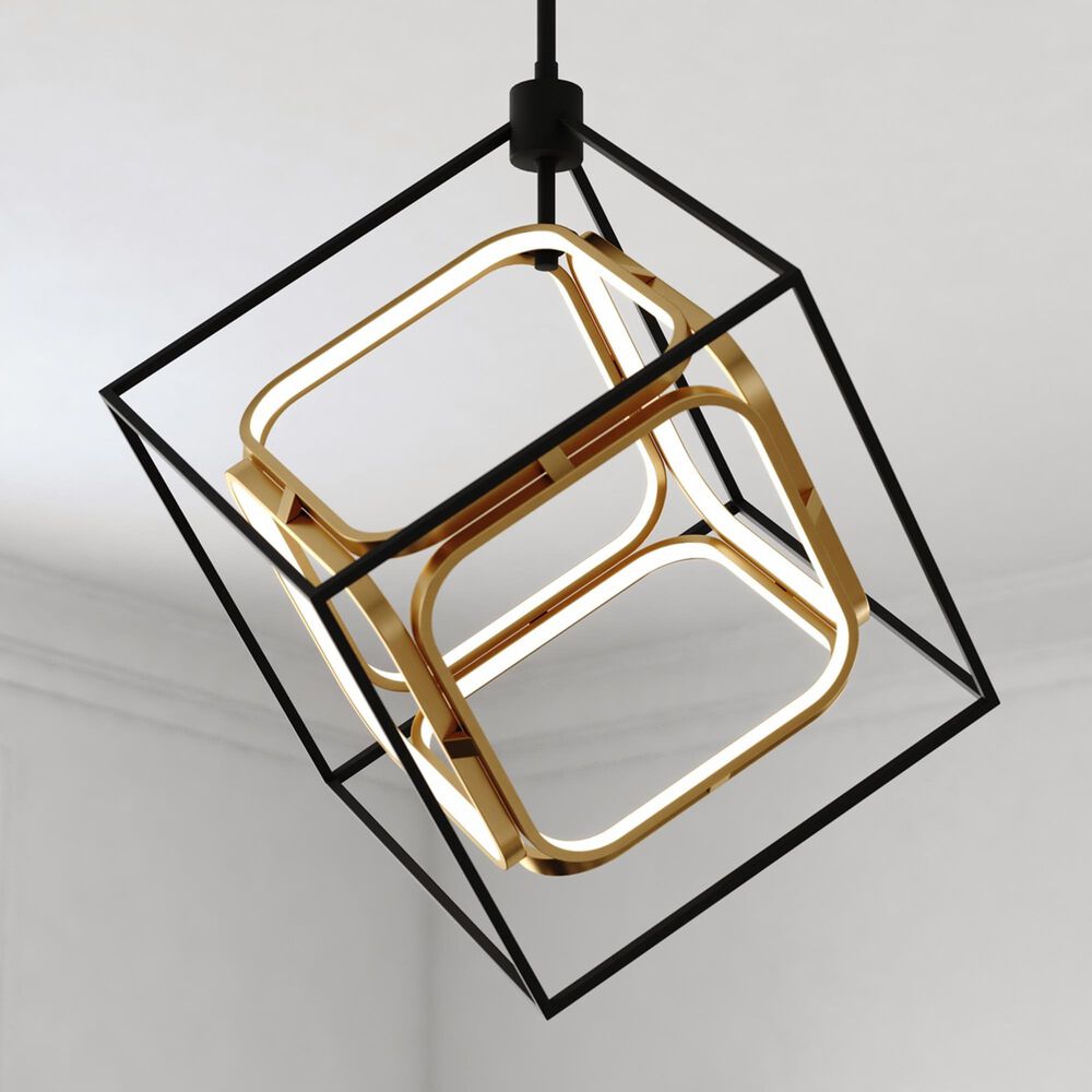 Vaxcel International Co. Ltd. Anson 1-Light Pendant in Matte Black and Gold, , large