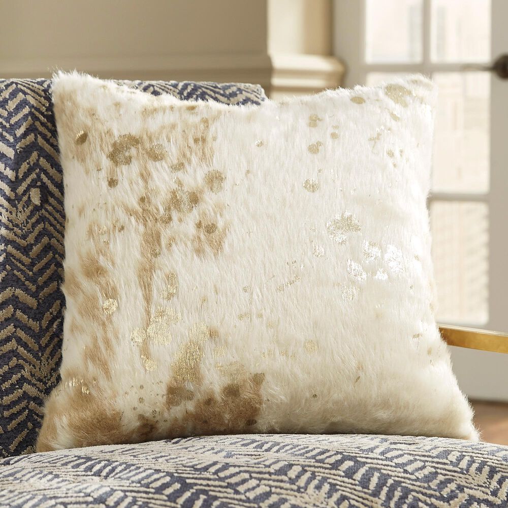 Ashley Landers 18&quot; Square Throw Pillow in Tan, Cream and Gold, , large