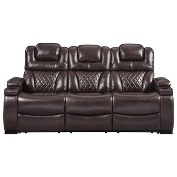 Signature Design by Ashley Warnerton Dual Power Reclining Sofa with Power Headrests in Chocolate, , large
