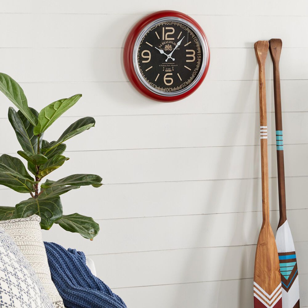 Maple and Jade 17&quot; Wall Clock in Brick Red, , large