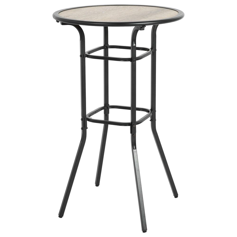 Hearth and Haven 3-Piece Outdoor Patio Bar Set with Gray Cushion in Black, , large