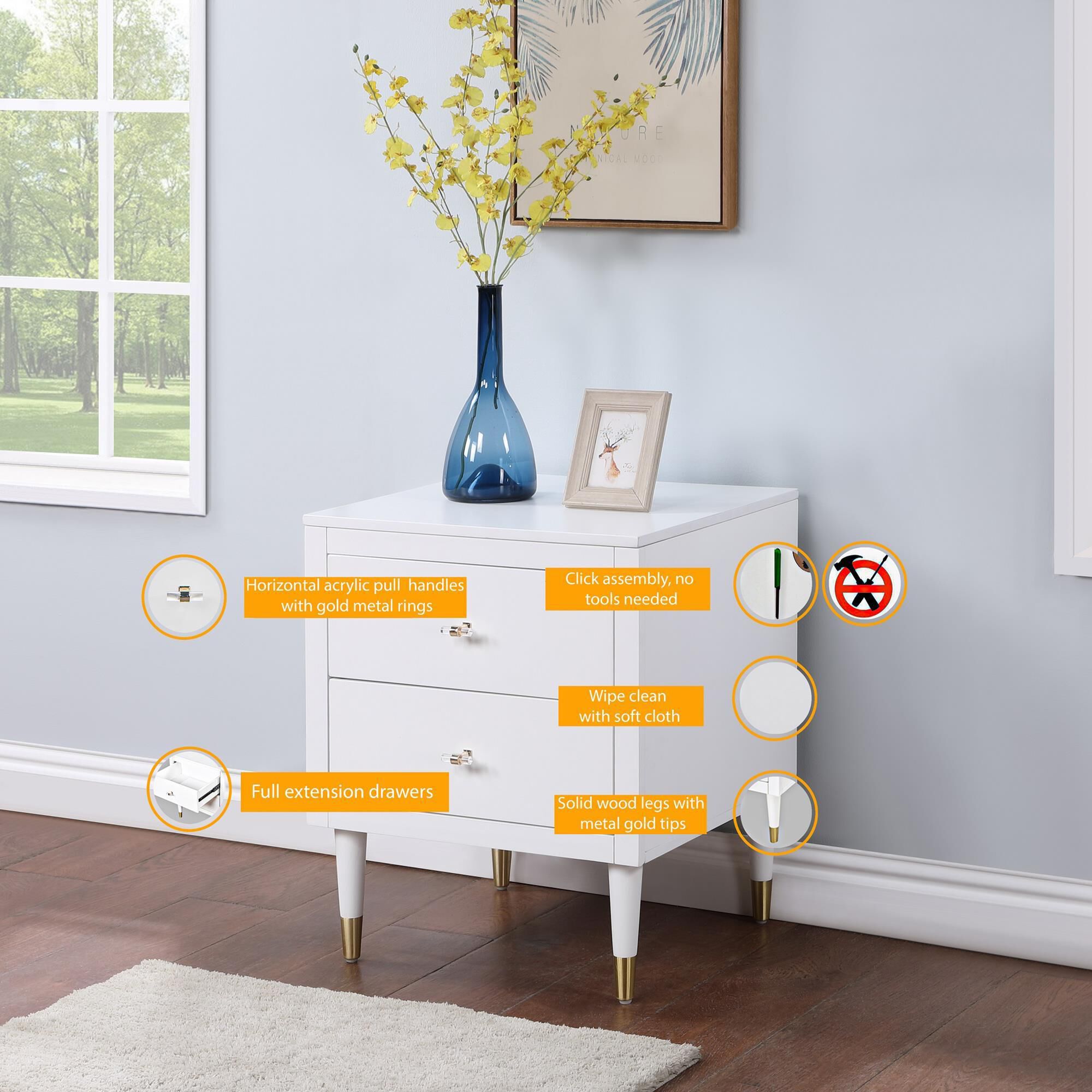 Gold dresser sales and nightstand set