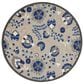 Nourison Aloha 5"3" Round Natural and Blue Indoor/Outdoor Area Rug, , large