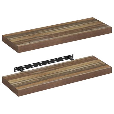 HOMLUX 35" Wall Mounted Floating Shelf with Invisible Brackets in Retro Brown (Set of 2), , large