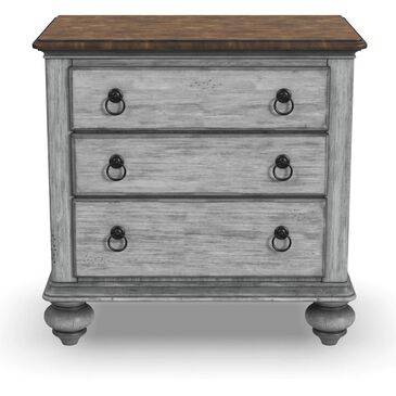 Flexsteel Plymouth 3 Drawer Nightstand in Distressed Gray and White, , large