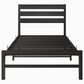 Hearth and Haven Twin Platform Bed Frame with Wood Headboard in Black, , large