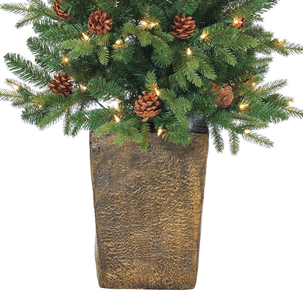 The Gerson Company 4&#39; Potted Pre-Lit Artificial Georgia Pine with White LED Lights in Green, , large