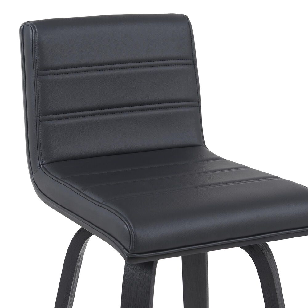 Armen Living Vienna Swivel Counter Height Stool with Black Upholstery in Black Brushed, , large
