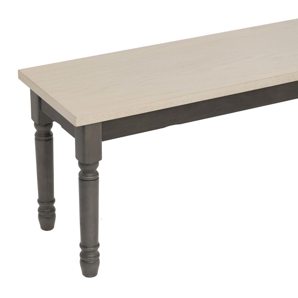 Linon Home Decor Willow Dining Bench in Smokey White and Dark Grey, , large