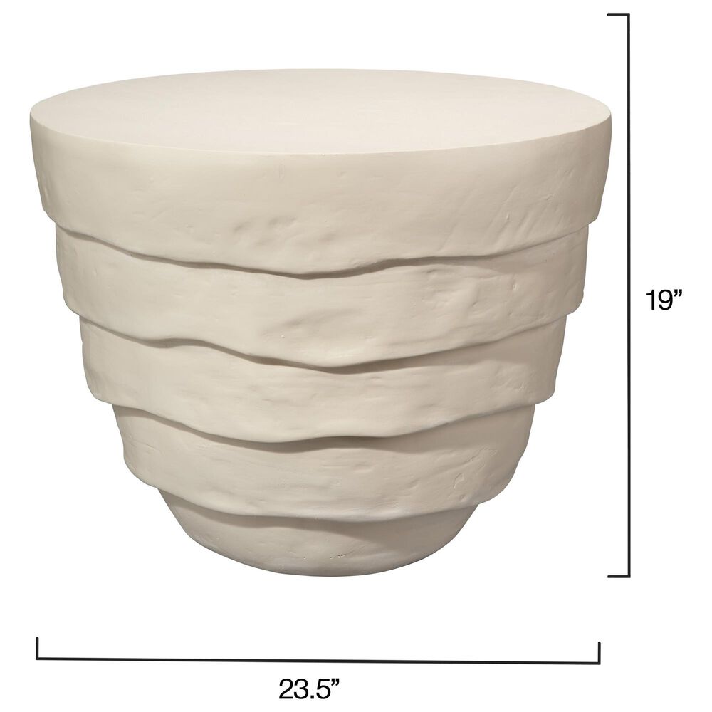 Splendor Living Marlowe Fiber Glass Indoor/Outdoor Side Table in Cream White, , large