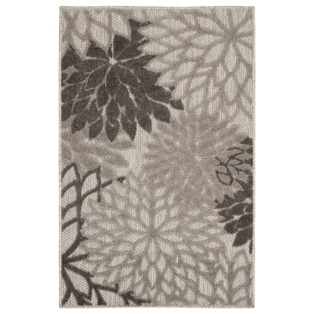 Nourison Aloha 3" x 5" Silver and Grey Indoor/Outdoor Area Rug, , large