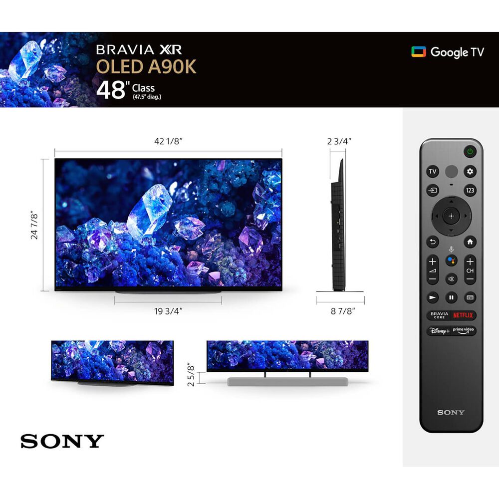 Sony 48&quot; 4K HDR OLED TV with Google Smart TV with 3.1 Channels Dolby Atmos Soundbar in Black, , large