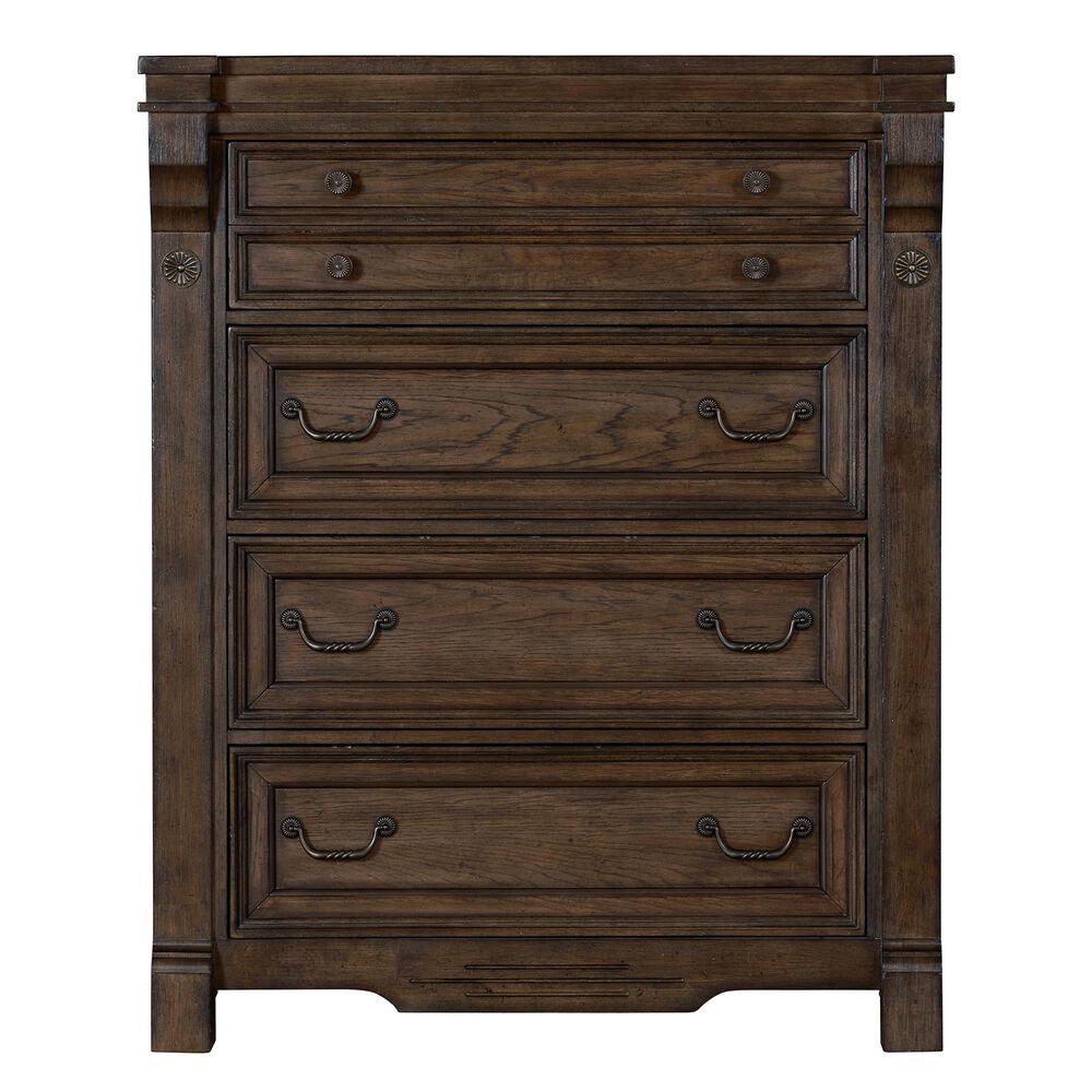 Sasha Lee Grand Teton 5 Piece Queen Bedroom Set in Warm Brown Oak, , large