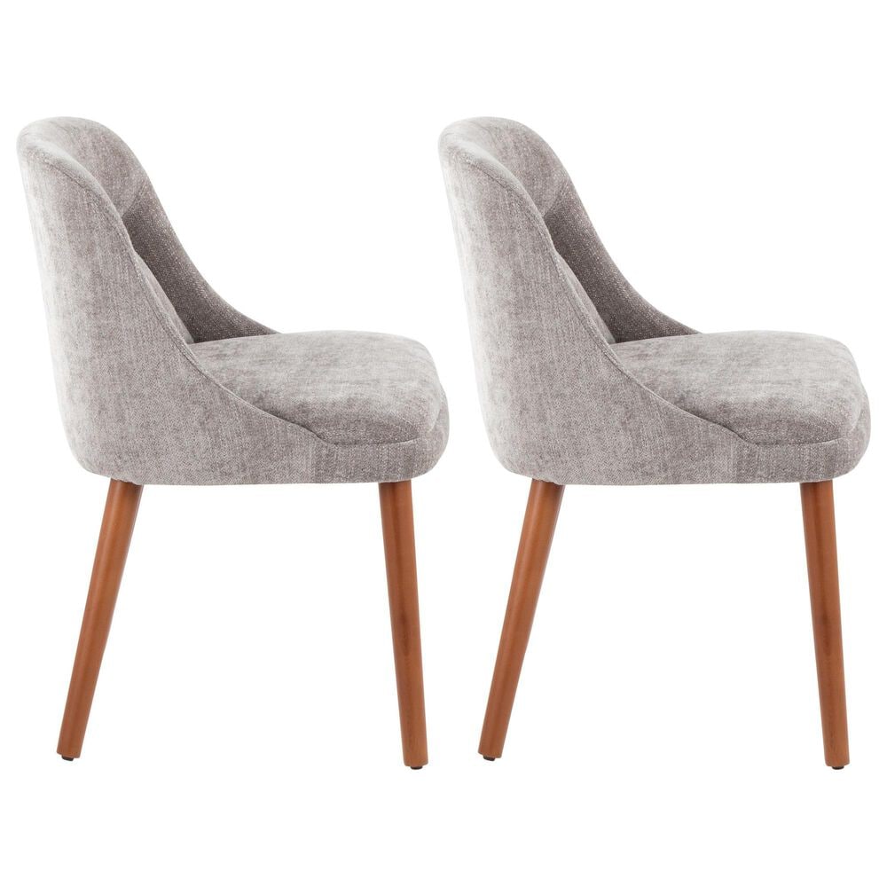 Lumisource Rina Side Chair with Grey Cushion in Walnut (Set of 2), , large