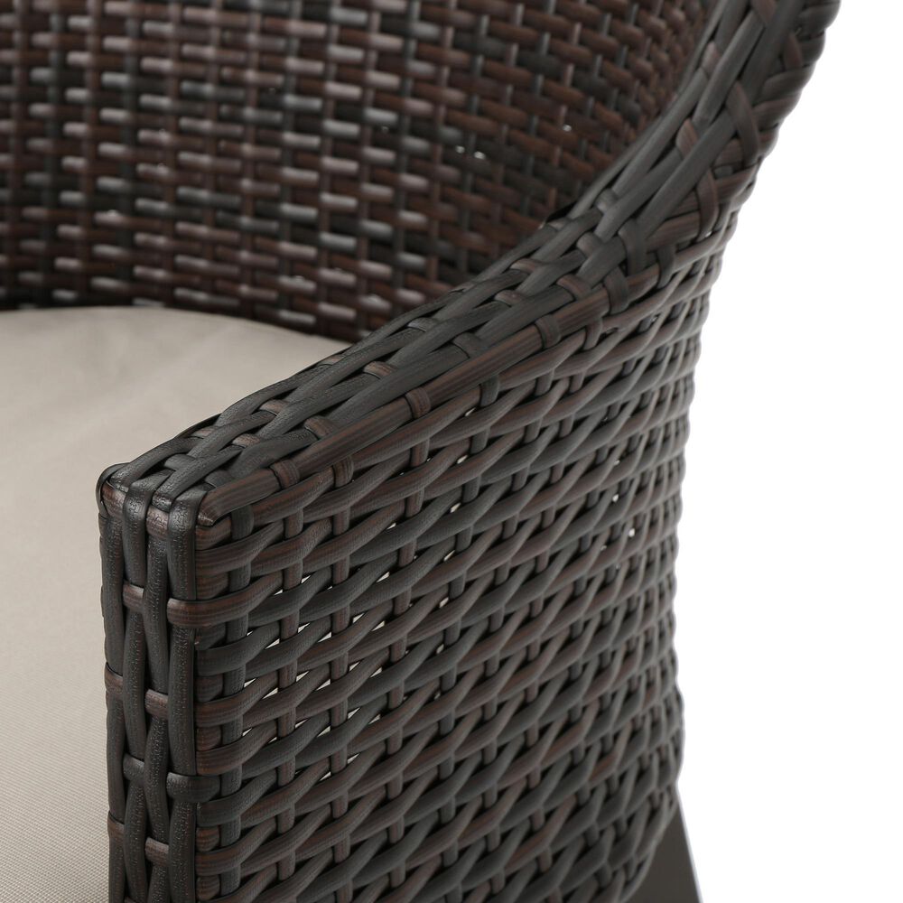 Hearth and Haven Hillhurst Outdoor Rattan Chair with Sloped Arms and Cushion in Brown &#40;Set of 2&#41;, , large