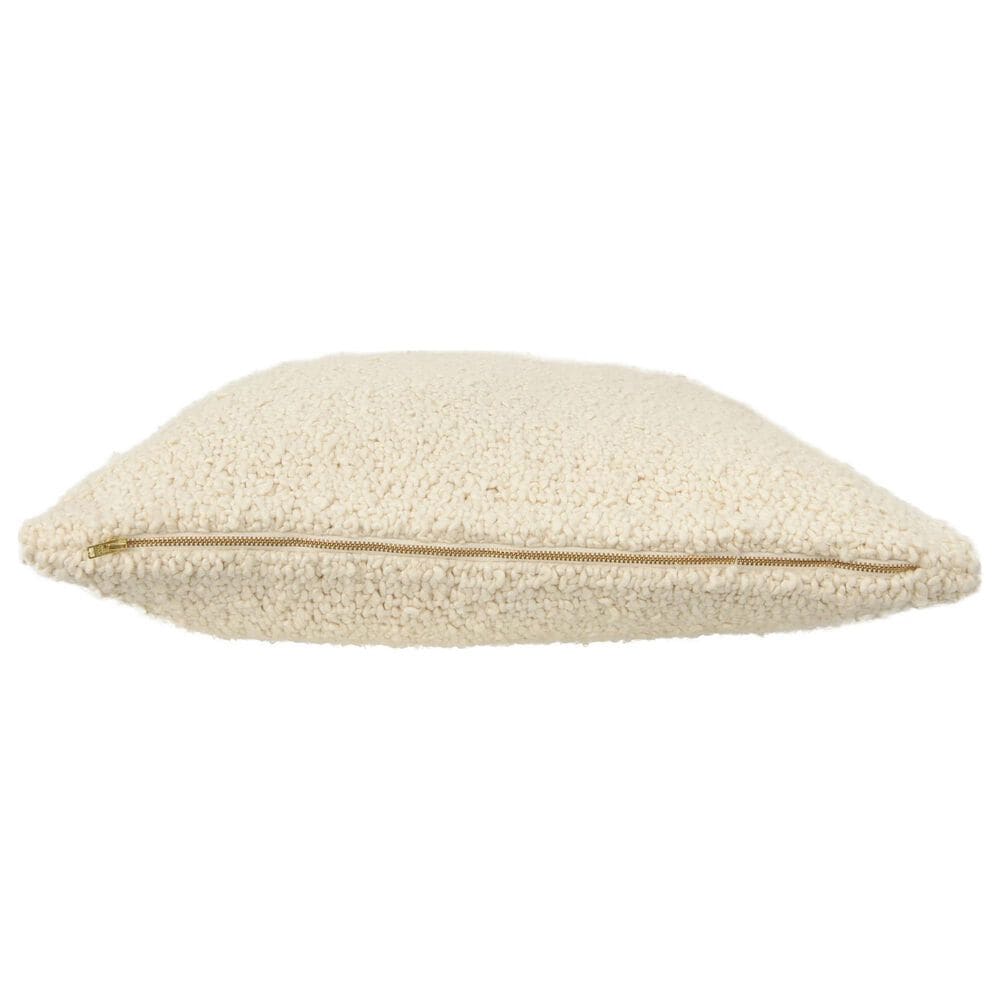 Teak Interiors 20&quot; x 20&quot; Woven Cotton Boucle Throw Pillow in Cream, , large