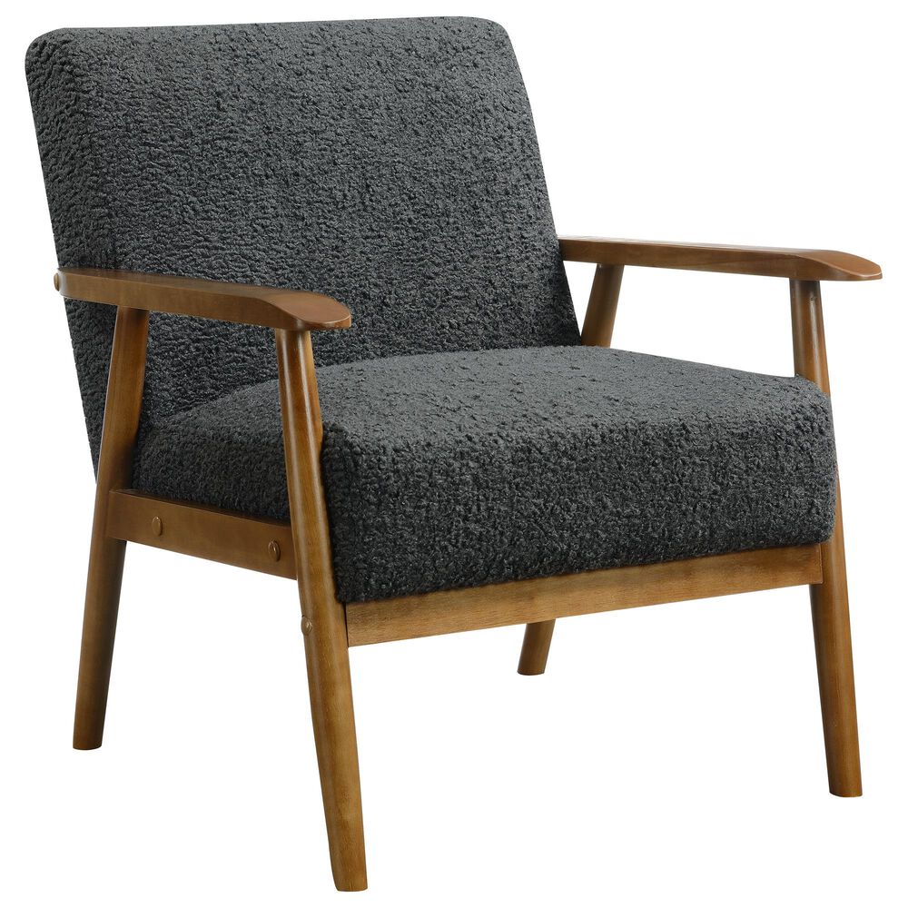 Accentric Approach Chair in Charcoal Faux Sheep Skin, , large