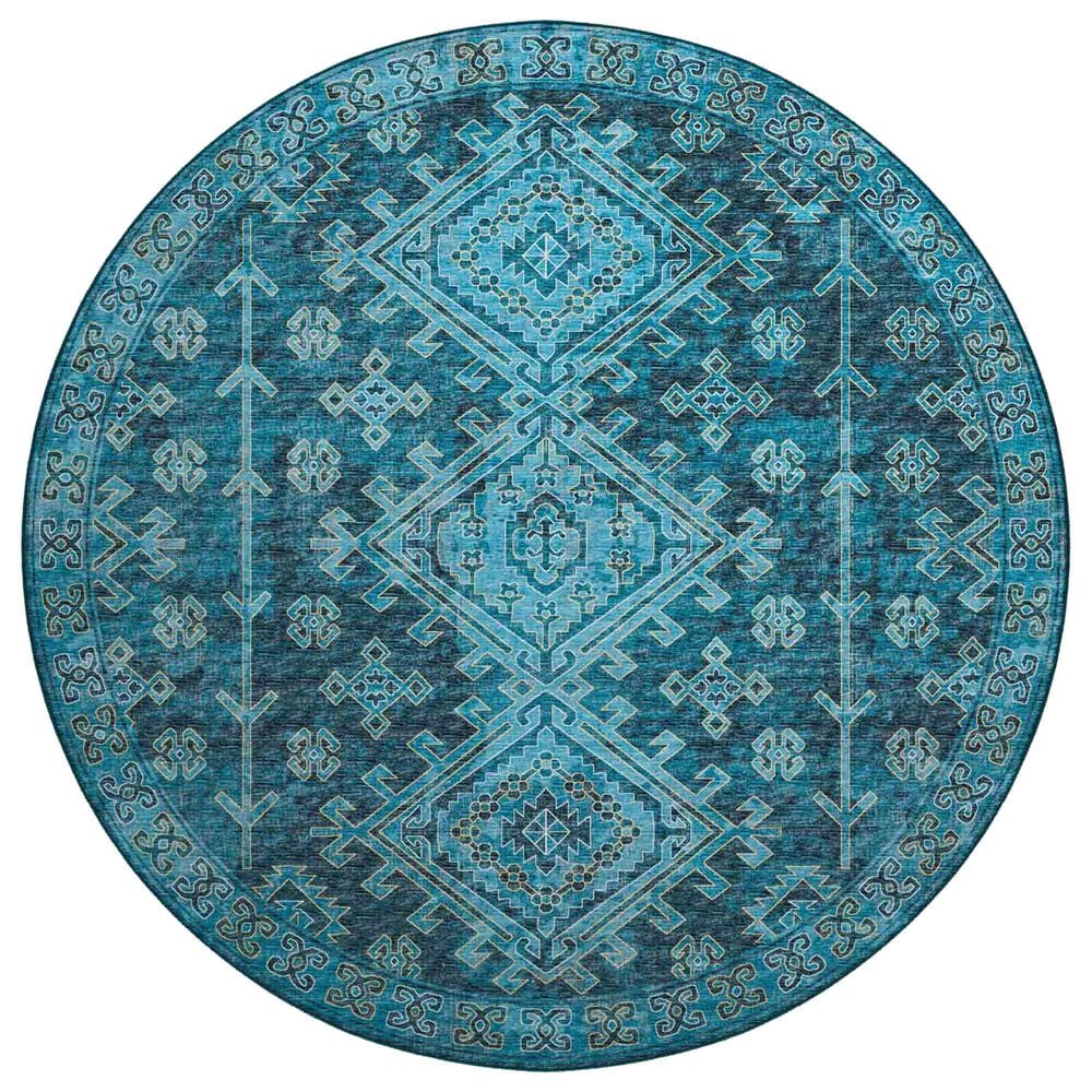 Dalyn Rug Company Brisbane Southwestern 8" Round Navy Area Rug, , large