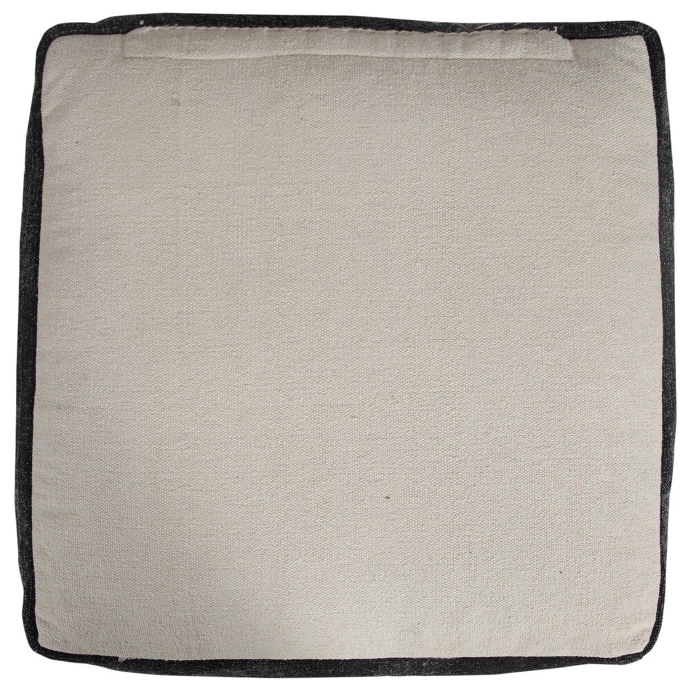 LR Home 18" Square Striped Pouf in Black and White, , large