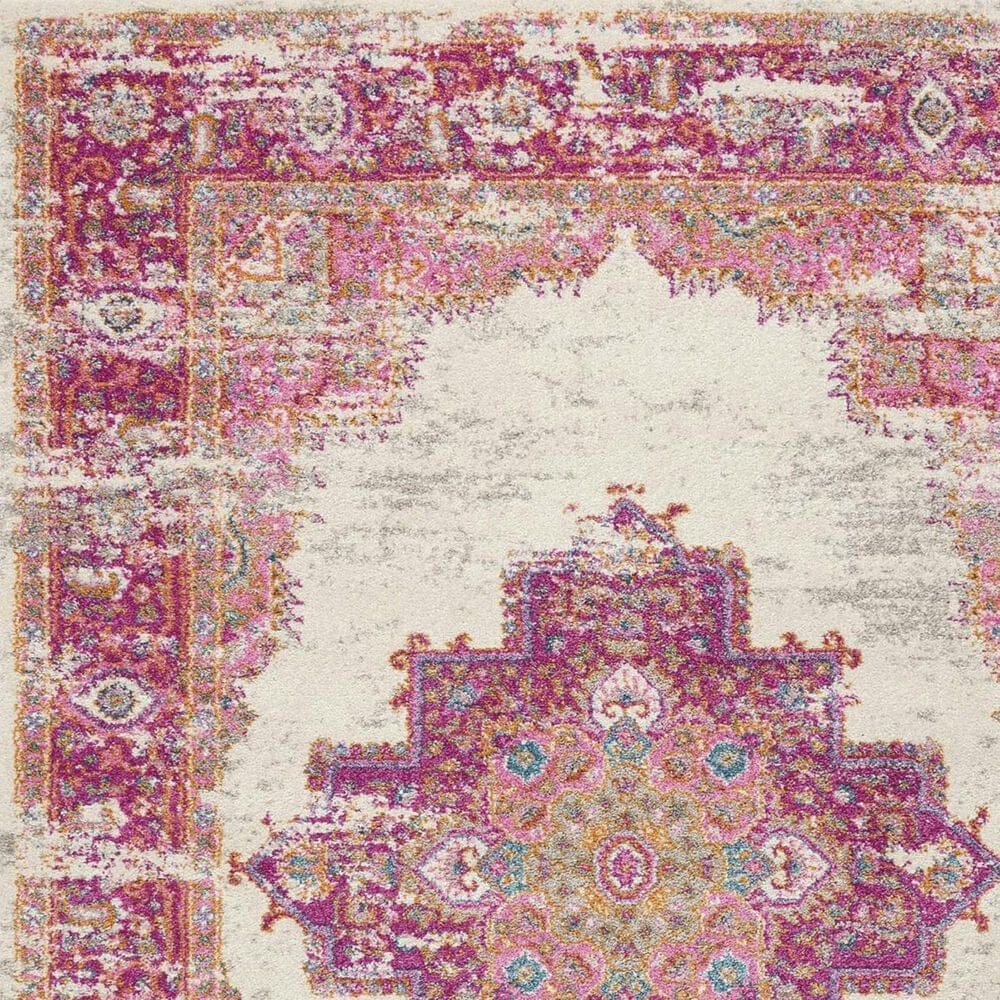 Nourison Passion PSN03 6&#39;7&quot; x 9&#39;6&quot; Ivory and Fuchsia Area Rug, , large