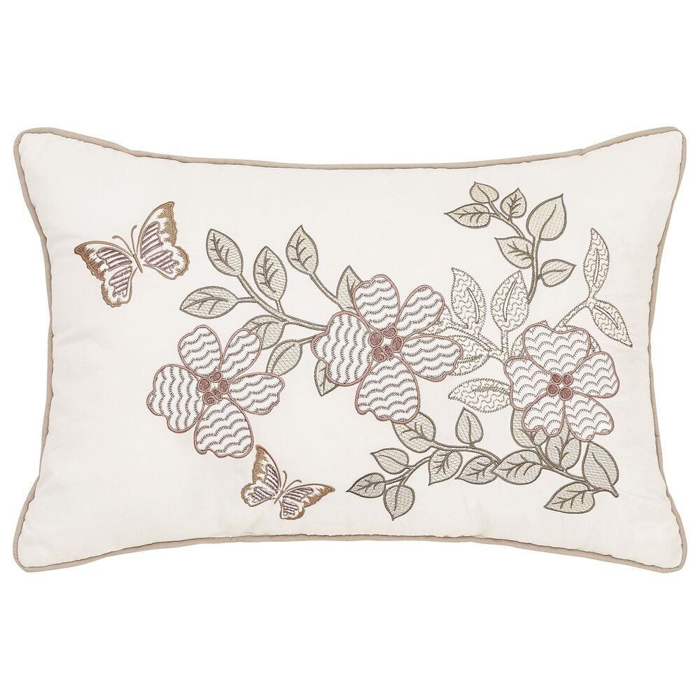 J. Queen New York Rosewood 13" x 21" Lumbar Pillow in White, Blush and Green, , large