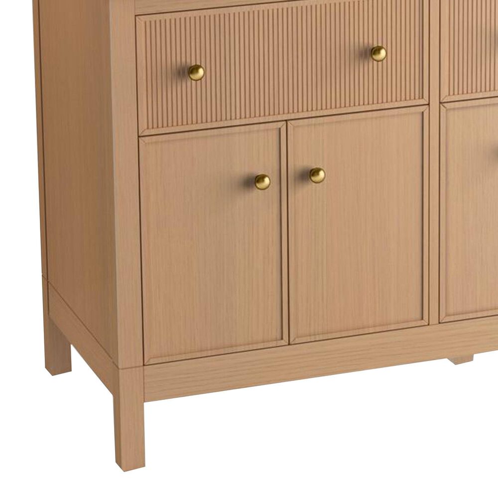 Kohler Malin 60" Double Bathroom Vanity in White Oak with 3 cm White Quartz Top and Rectangular Sinks, , large
