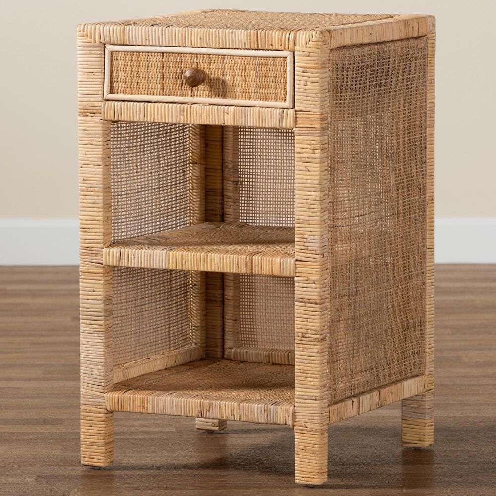 Baxton Studio Bella 1-Drawer Nightstand in Natural Brown, , large