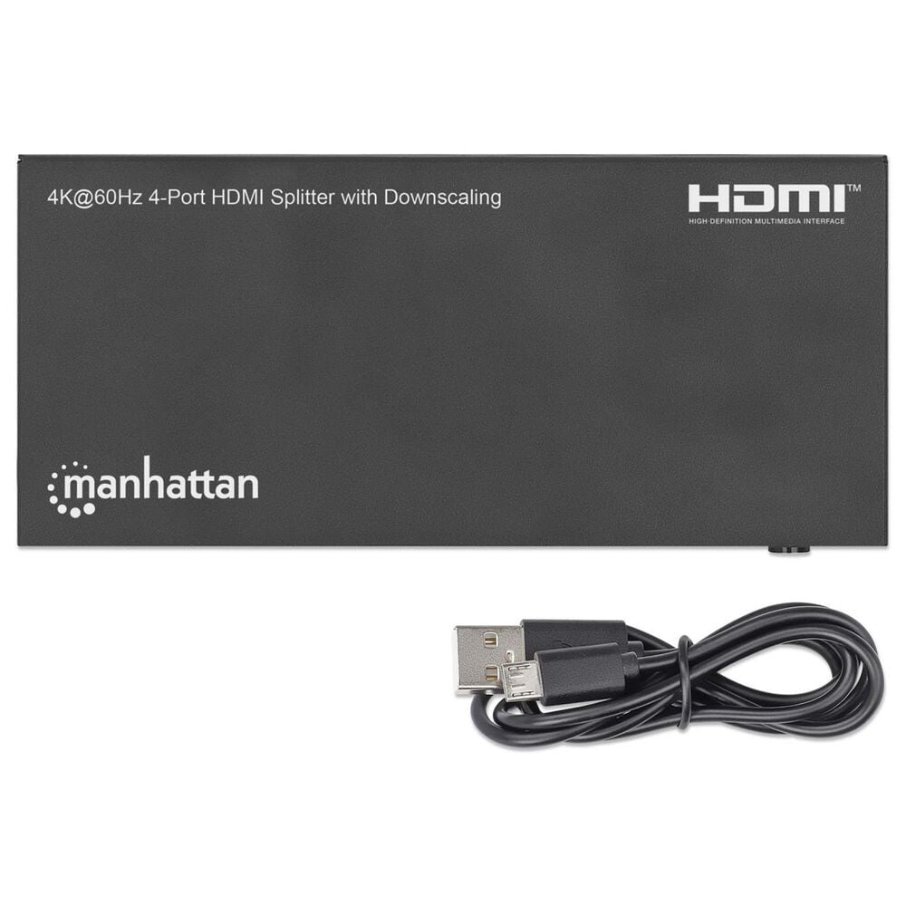 Manhattan 4-Port HDMI Splitter with Downscaling in Black, , large