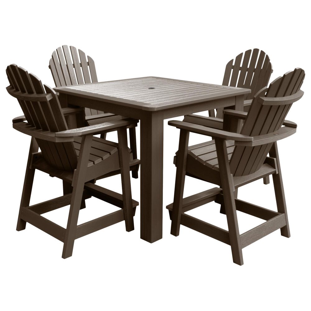 Highwood USA Hamilton 5-Piece Square Patio Counter Height Dining Set in Weathered Acorn, , large
