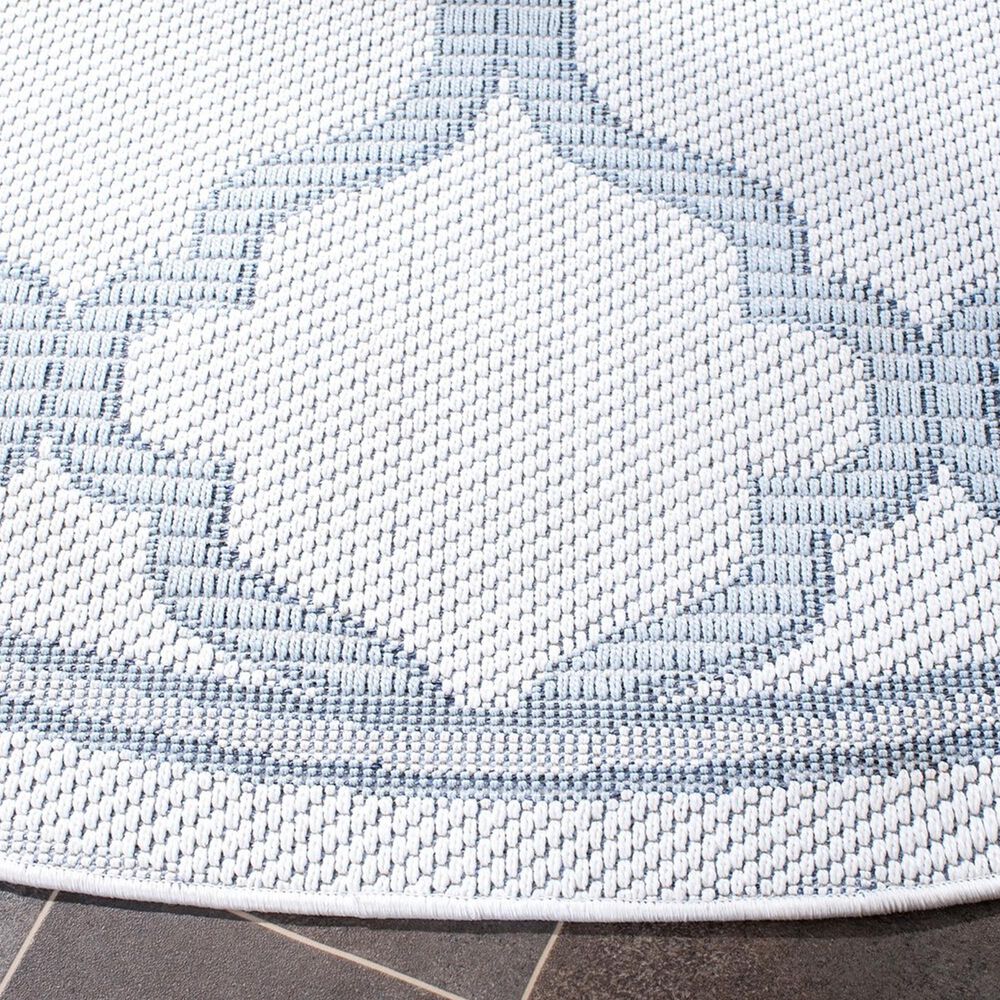 Safavieh Bermuda Geometric 6&#39;7&quot; Round Ivory and Light Blue Indoor/Outdoor Area Performance Rug, , large