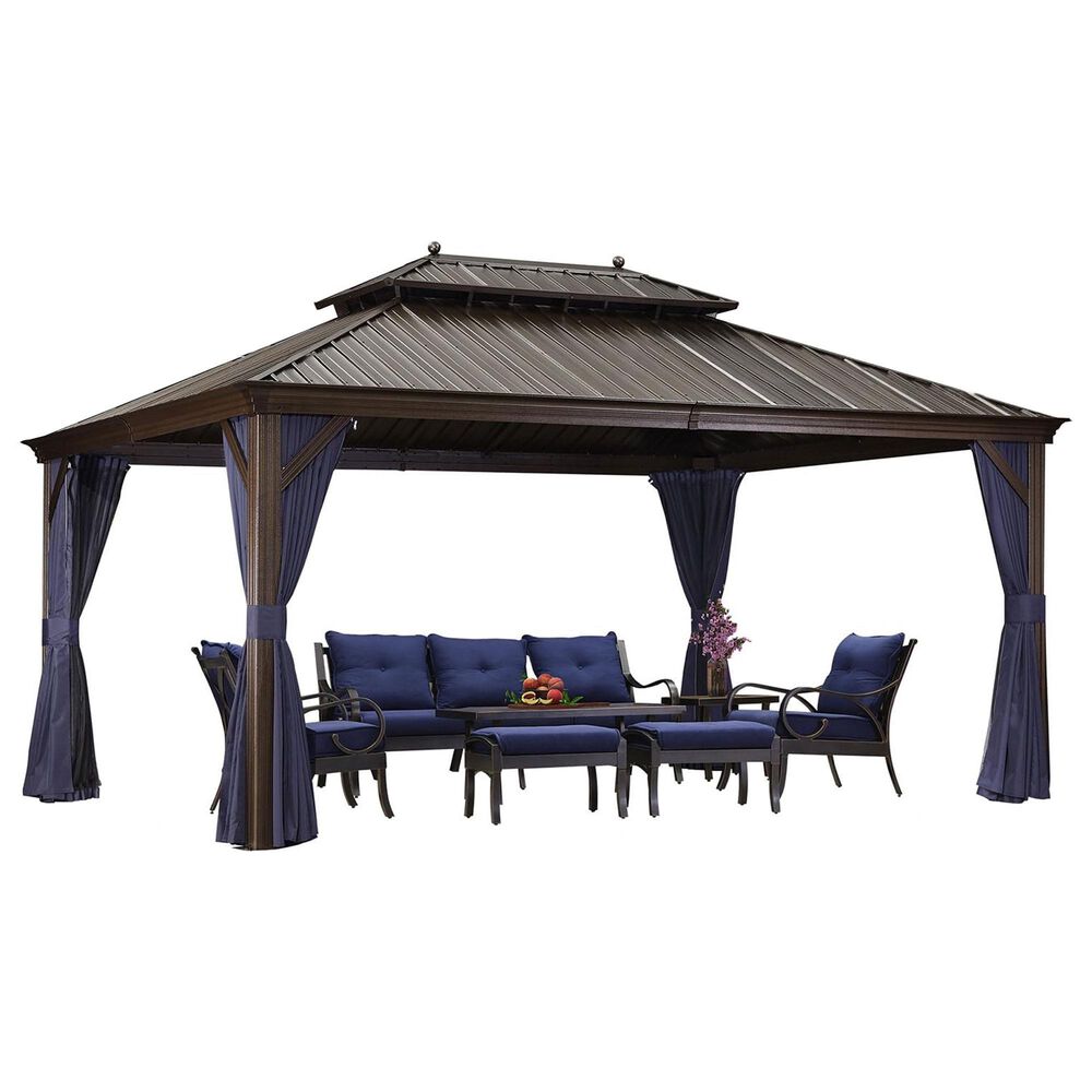 HOMLUX 12"X16" Hardtop gazebo with double roof in Bronze, , large