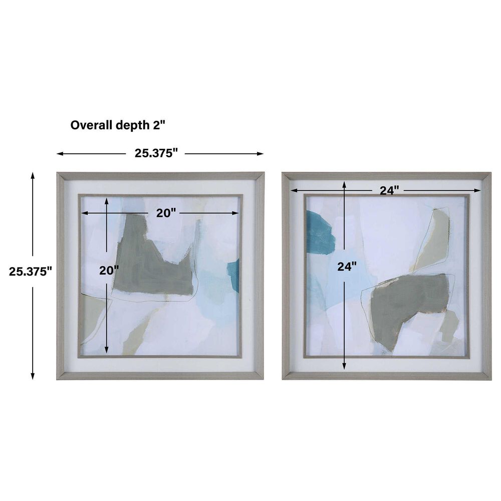 Uttermost Mist Shapes 25&quot; x 25&quot; Framed Print in Blue and Gray &#40;Set of 2&#41;, , large